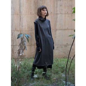 Lotus Eaters Jordi Mock Neck Side Tie Tunic Gray XS